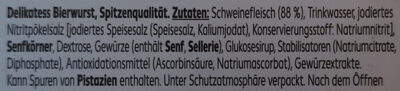 Delikatess Bierwurst Spitzenqualität ingredients label