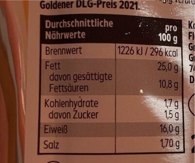 Лебервуст едросмлян nutrition facts table