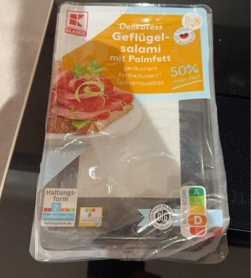 Geflügelsalami mit Palmfett front packaging