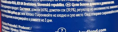Цели белени домати в доматен сок ingredients label