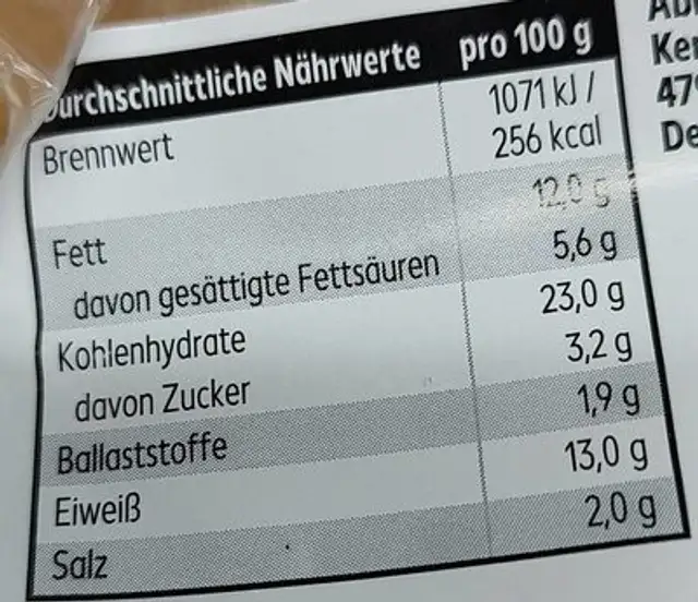 Cheese burger Rind nutrition facts table