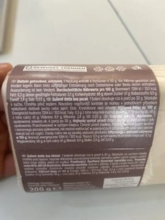 Datteln entsteint ingredients label