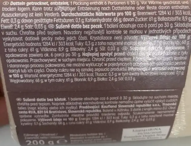 Datteln entsteint nutrition facts table