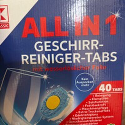 Geschirrspüler All in One Geschirr Reinigertabs front packaging