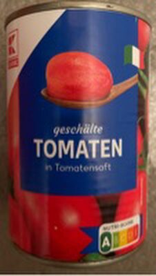 Geschälte Tomaten in Tomatensaft front packaging
