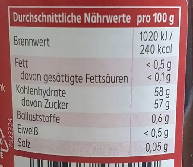 Konfitüre Extra Sauerkirsche nutrition facts table