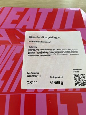 Hähnchenragout mit Spargel und Kartoffel-Erbsenstampf