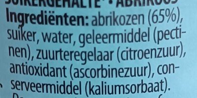 Fruitspread abrikoos ingredients label