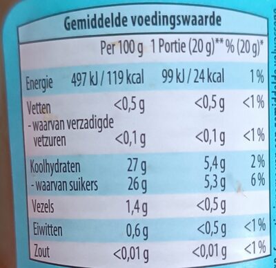 Fruitspread abrikoos nutrition facts table