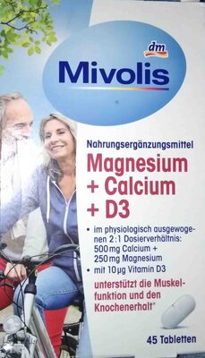 Nahrungsergänzungsmittel Magnesium + Calcium + D3