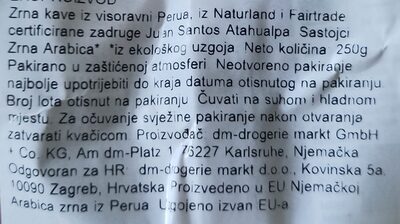 espresso de peru ingredients label