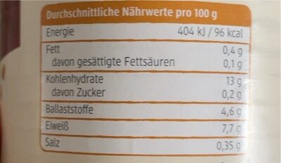 braune linsen nutrition facts table