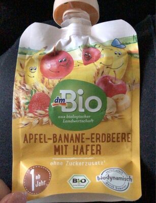 Apfel banane erdbeere mit hafer front packaging