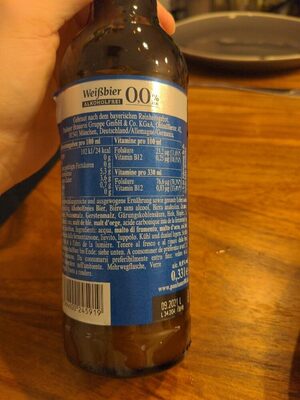 Bier ingredients label