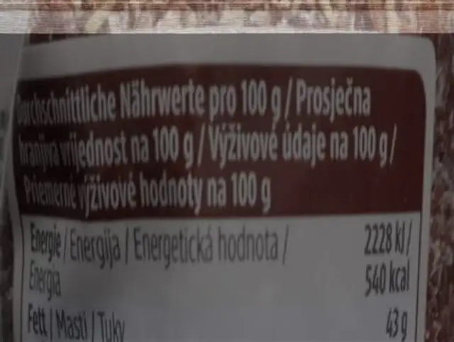 LEINSAMEN geschrotet nutrition facts table