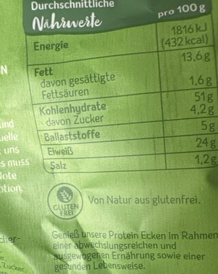 Protein Ecken nutrition facts table