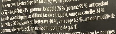 Gegaarde Appelen met Veenbessensaus ingredients label