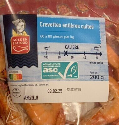crevettes entières cuites