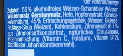Weissbier Alkoholfrei Zitrone ingredients label