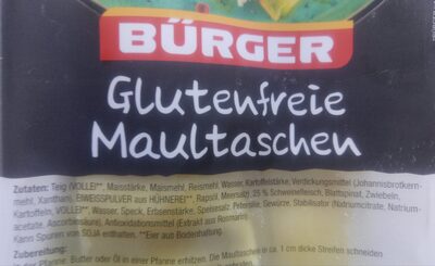 Glutenfrei Maultascheb ingredients label