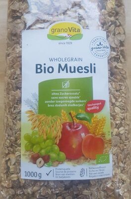 Wholegrain bio muesli front packaging
