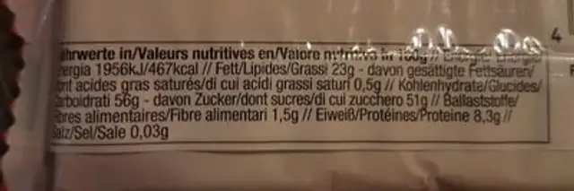 Mandel nutrition facts table
