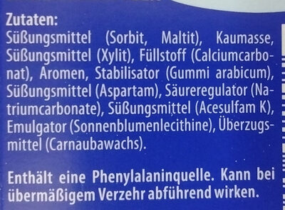 Active Kaugummi-Box - Whitemint ingredients label