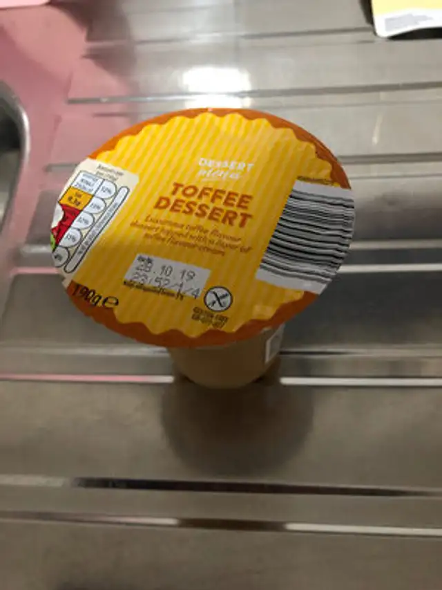 toffee dessert ingredients label