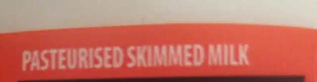 British Skimmed Milk ingredients label