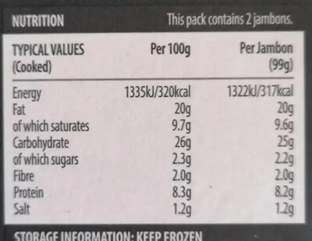 2 Ham and Cheese Jambons with emmental cheese nutrition facts table