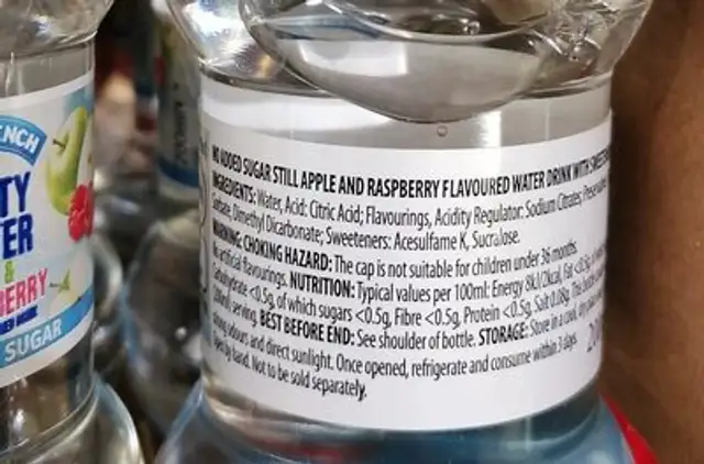 Fruity Water ingredients label