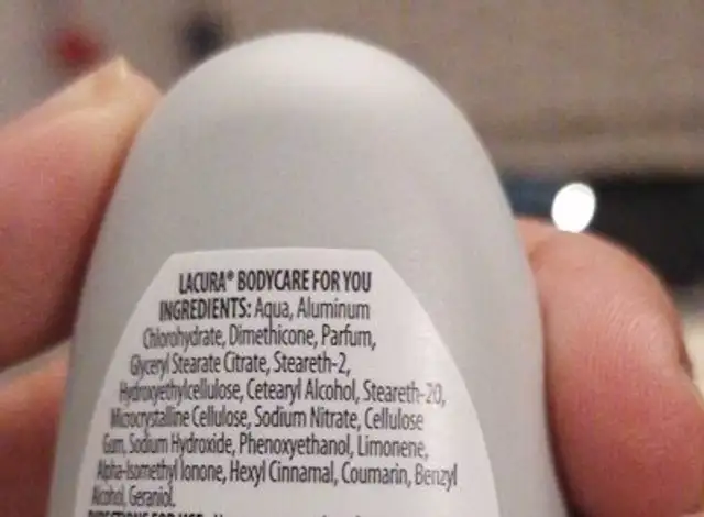 H ingredients label