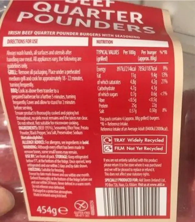 beef quarter pounders nutrition facts table