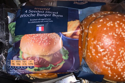 4 Seeded Sliced Brioche Burger Buns