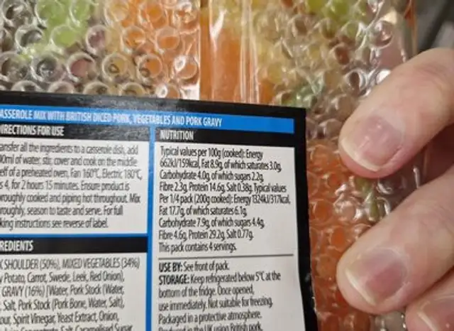 Pork casserole ingredients label