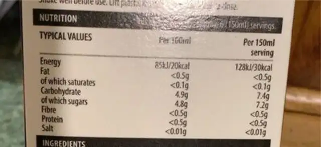 The juice company cranberry juice drink nutrition facts table