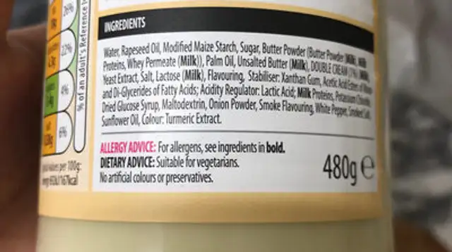 Unknown ingredients label