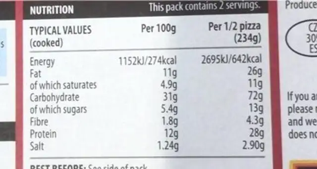 doule pepperoni amd chorizo stuffed crust nutrition facts table