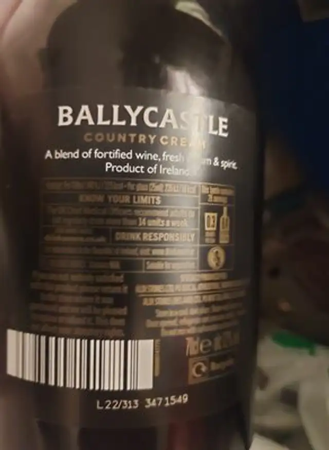 Ballycastle ingredients label