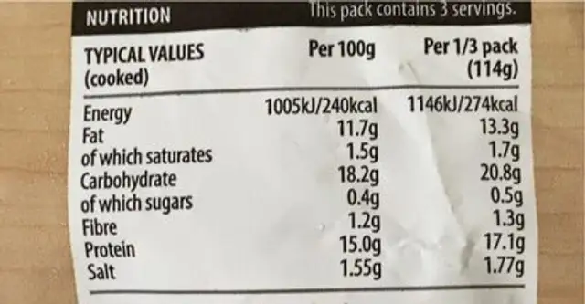 Roosters shredded chicken nutrition facts table