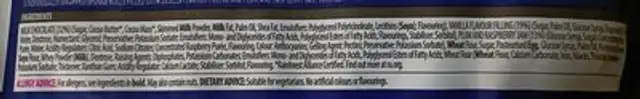 Mini rolls raspberry ingredients label