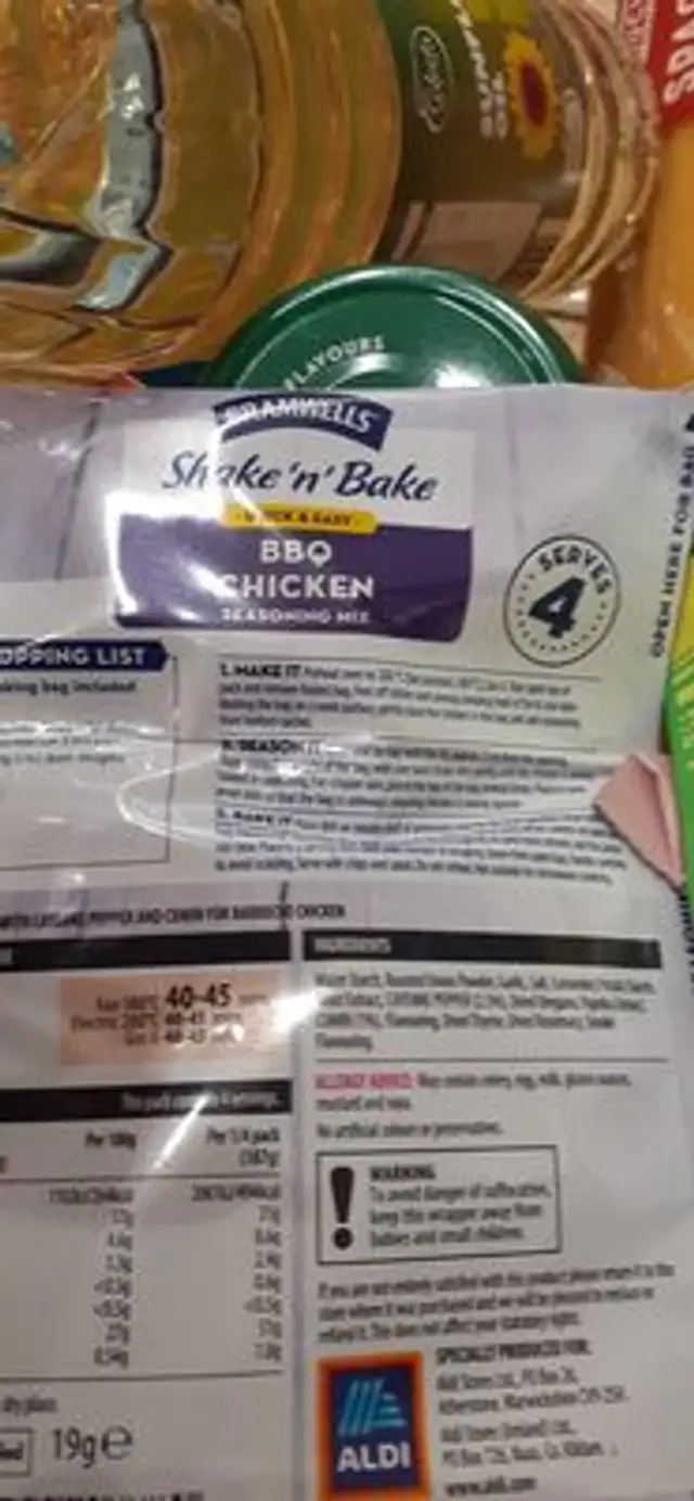 Shake n bake bbq chicken ingredients label