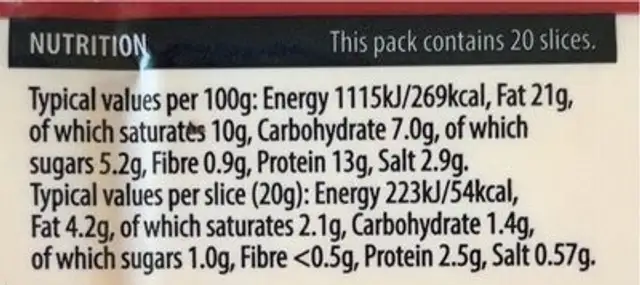 cheesy singles nutrition facts table