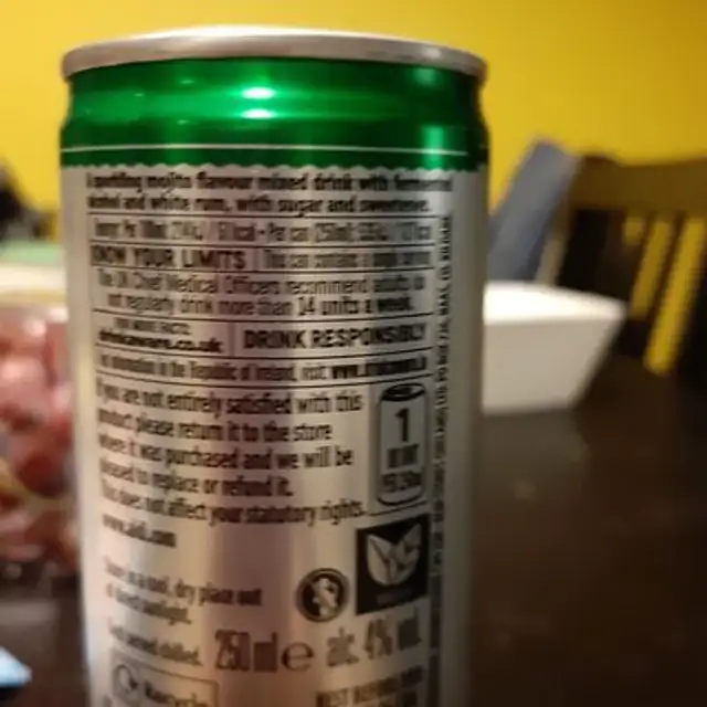 Mojito ingredients label