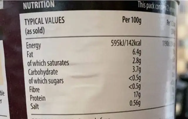 Classic stewed steak nutrition facts table