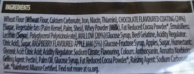 cart wheels ingredients label