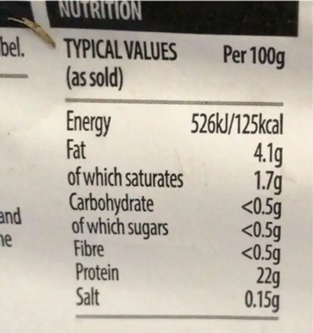 Rumo steak nutrition facts table