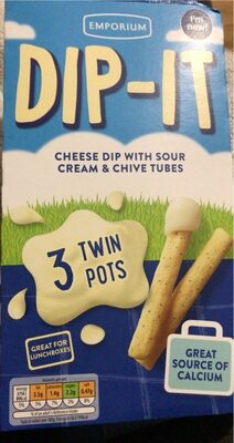 Cheese dip with sour cream and chive tubes front packaging