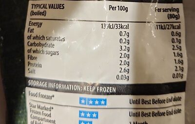 broccoli and cauliflower florets nutrition facts table