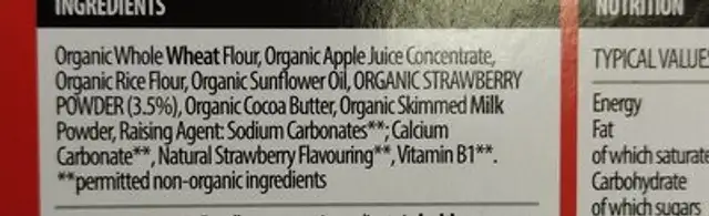 Apple soft biscotti ingredients label